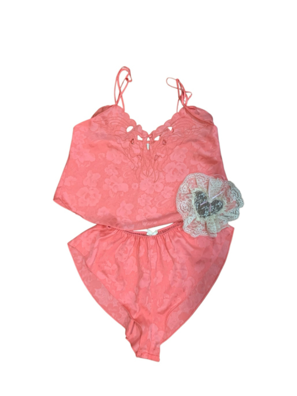 Vtg 90’s Gold Label Victoria's Secret Pajama Cami and shorts Set, Size S , Coral